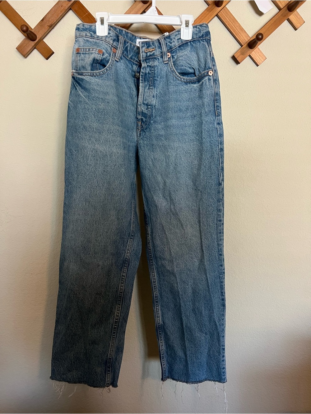 Zara Light Blue Relaxed Straight Jeans
